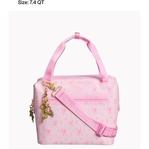 Pink Floral Insulated Lunch Box 7.4L w/ Handle & Strap – New